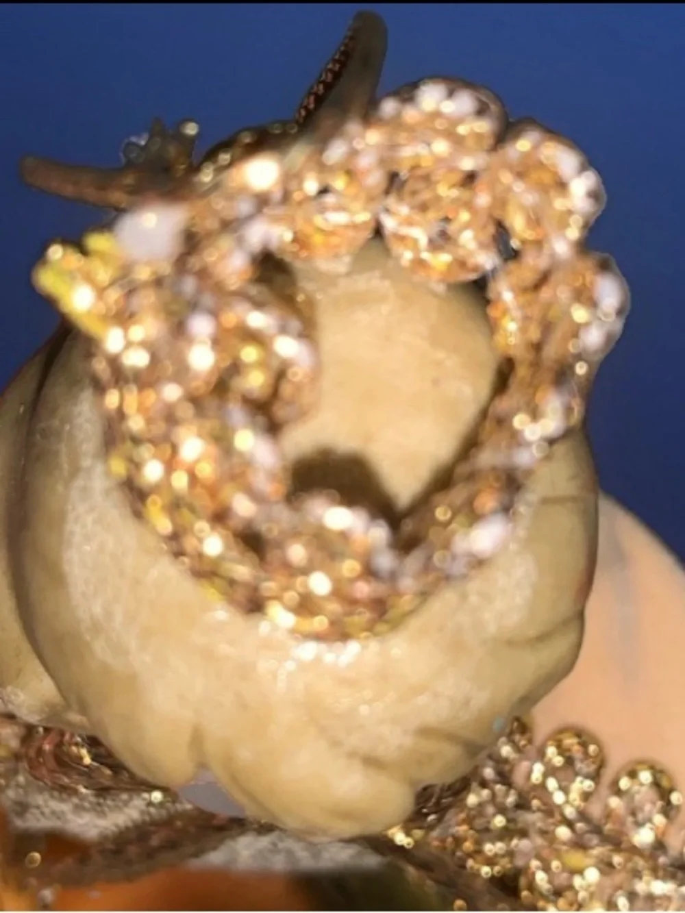 1980s Vintage Gold Angel Christmas Tree Ornament Porcelain Head